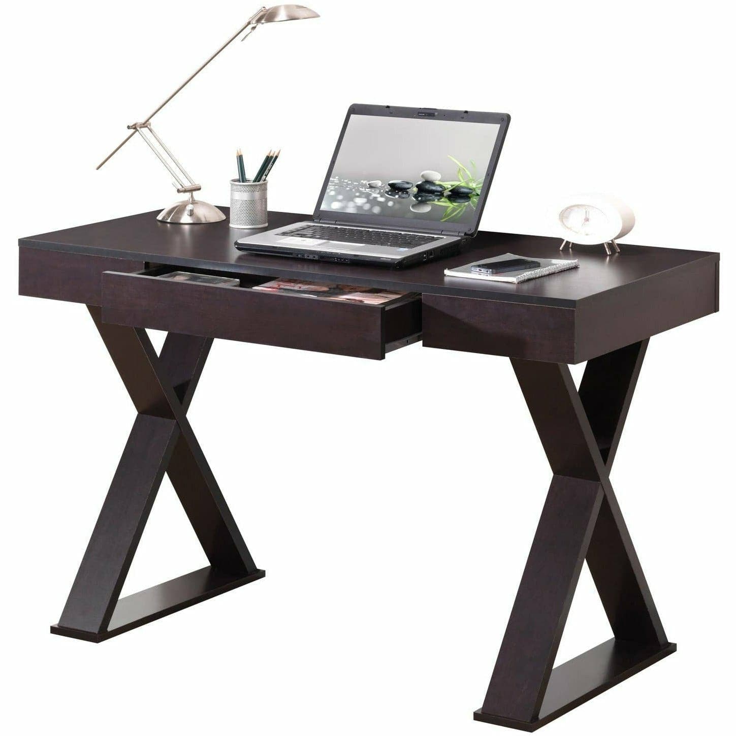 Trendy Writing Desk With Drawer, Espresso - HER Home Design Boutique